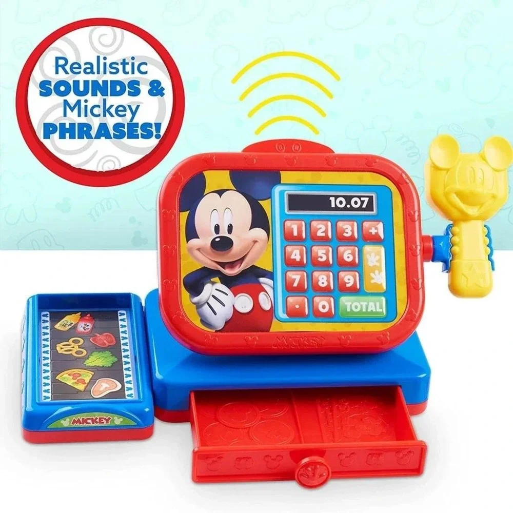 Disney Junior Mickey Mouse‎ Cash Register Toy Realistic Sounds Phrases 10 Pieces
